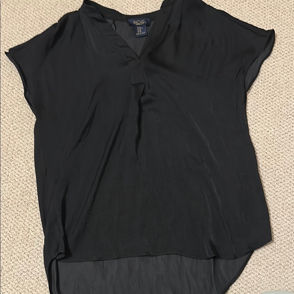 Rachel Roy Black Asymmetrical Cap Sleeve Top